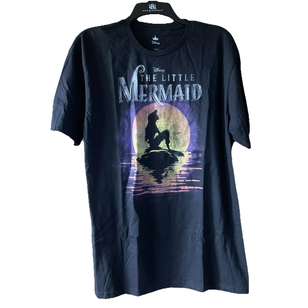 NWT Disney Little Mermaid Black Tee Shirt Adult size L